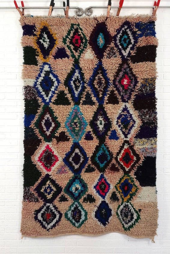 Vintage Moroccan Art Rug: Small 3.6x5.9ft Handmade Berber Carpet For Wall Hanging Or Floor Decor MoroccanBazzArts
