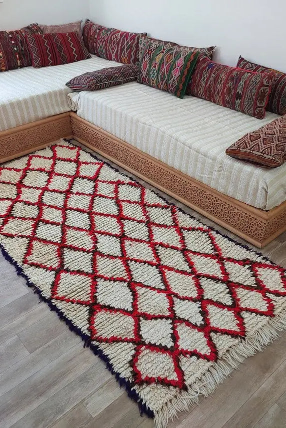 Vintage Moroccan Talsint Runner: Hand-woven Berber Carpet, Colorful Entryway Rug 3.5x7.7ft MoroccanBazzArts