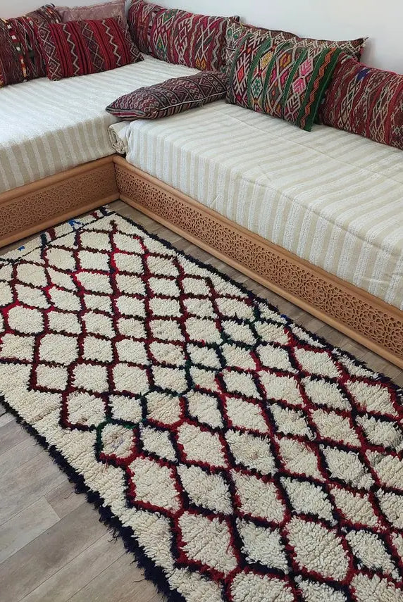 Moroccan Runner Rug. Vintage Beni Ourain Rug. Authentic Berber Rug, Handmade MoroccanBazzArts