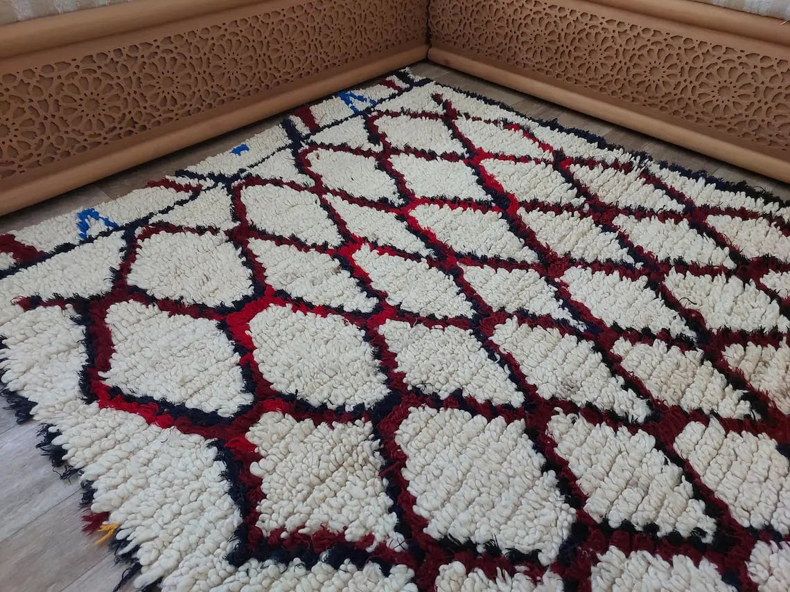 Moroccan Runner Rug. Vintage Beni Ourain Rug. Authentic Berber Rug, Handmade MoroccanBazzArts