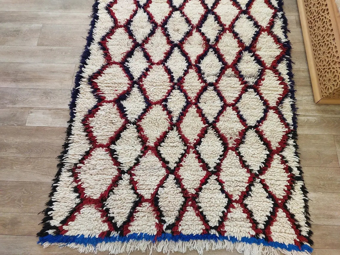 Moroccan Runner Rug. Vintage Beni Ourain Rug. Authentic Berber Rug, Handmade MoroccanBazzArts