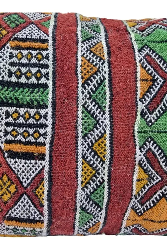Handmade Vintage Moroccan Berber Lumbar Pillow - Authentic Bohemian Double-Sided Cushion Cover 13x35 MoroccanBazzArts