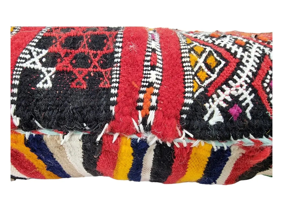 Vintage Moroccan Berber Lumbar Pillow - Handmade Bohemian Double-Sided Cushion Cover 13x47 MoroccanBazzArts