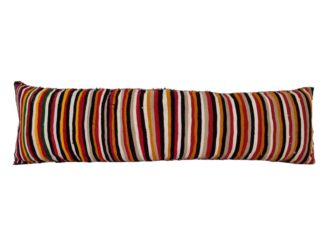 Vintage Moroccan Berber Lumbar Pillow - Handmade Bohemian Double-Sided Cushion Cover 13x47 MoroccanBazzArts