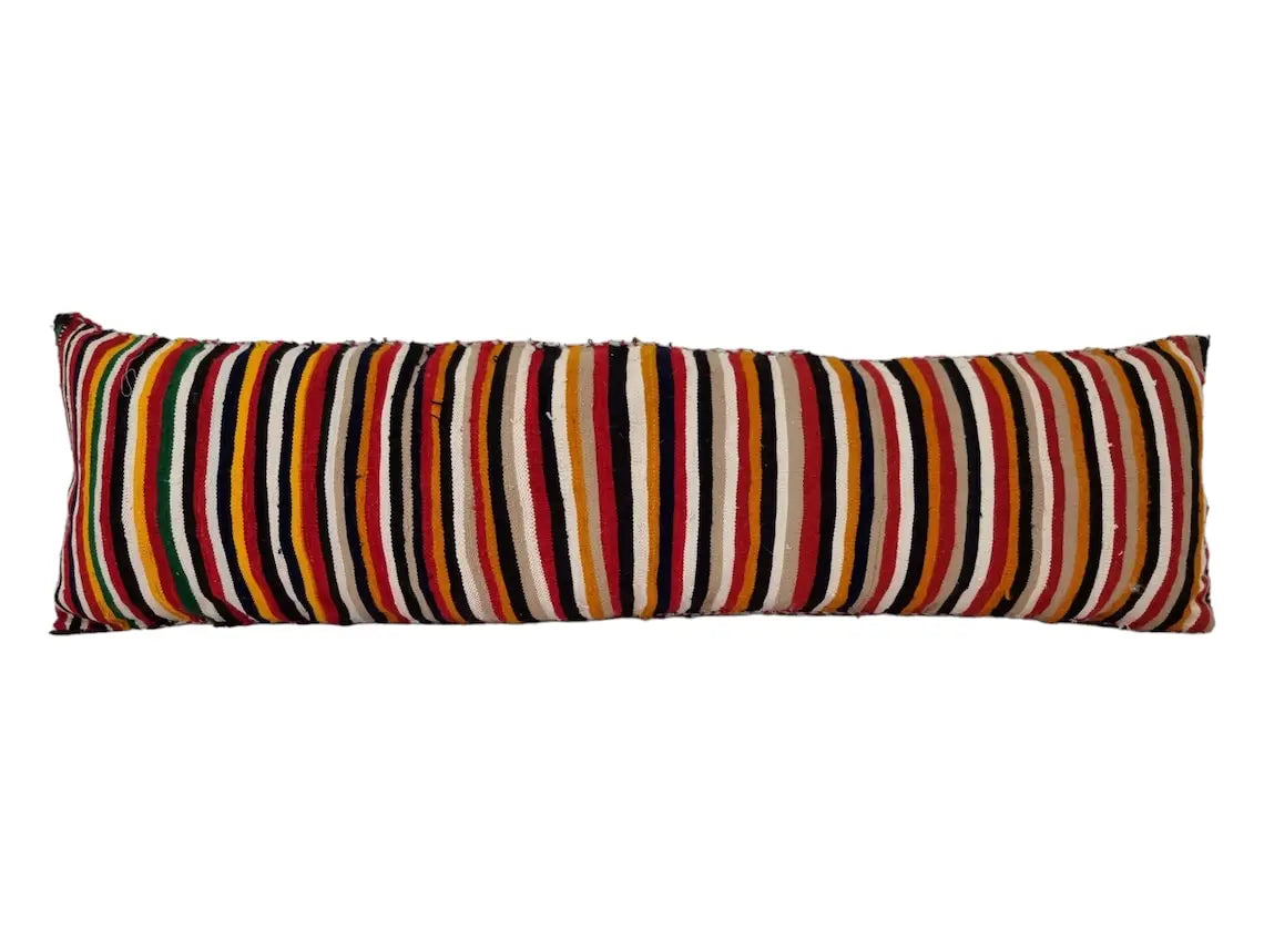 Vintage Moroccan Berber Lumbar Pillow - Handmade Bohemian Double-Sided Cushion Cover 13x47 MoroccanBazzArts