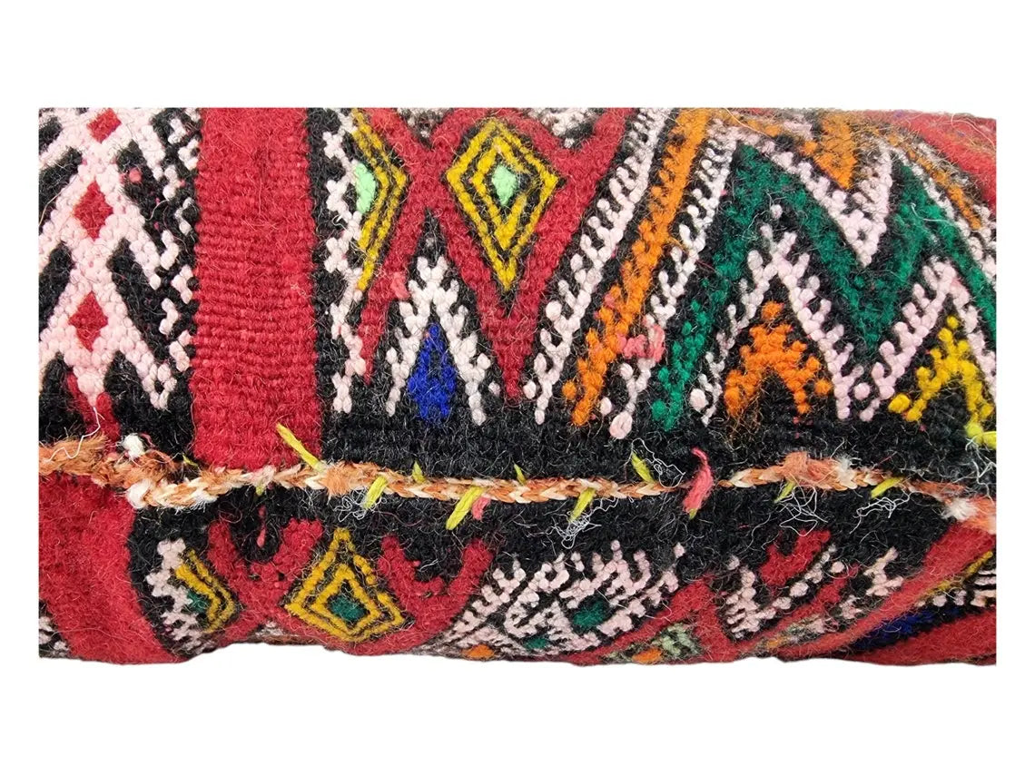 Stunning Vintage Moroccan Lumbar Pillow - Handmade Berber Cushion - Double Sided Berber Lumbar Case - Authentic Bohemian Pillow. 14x35 Inch MoroccanBazzArts