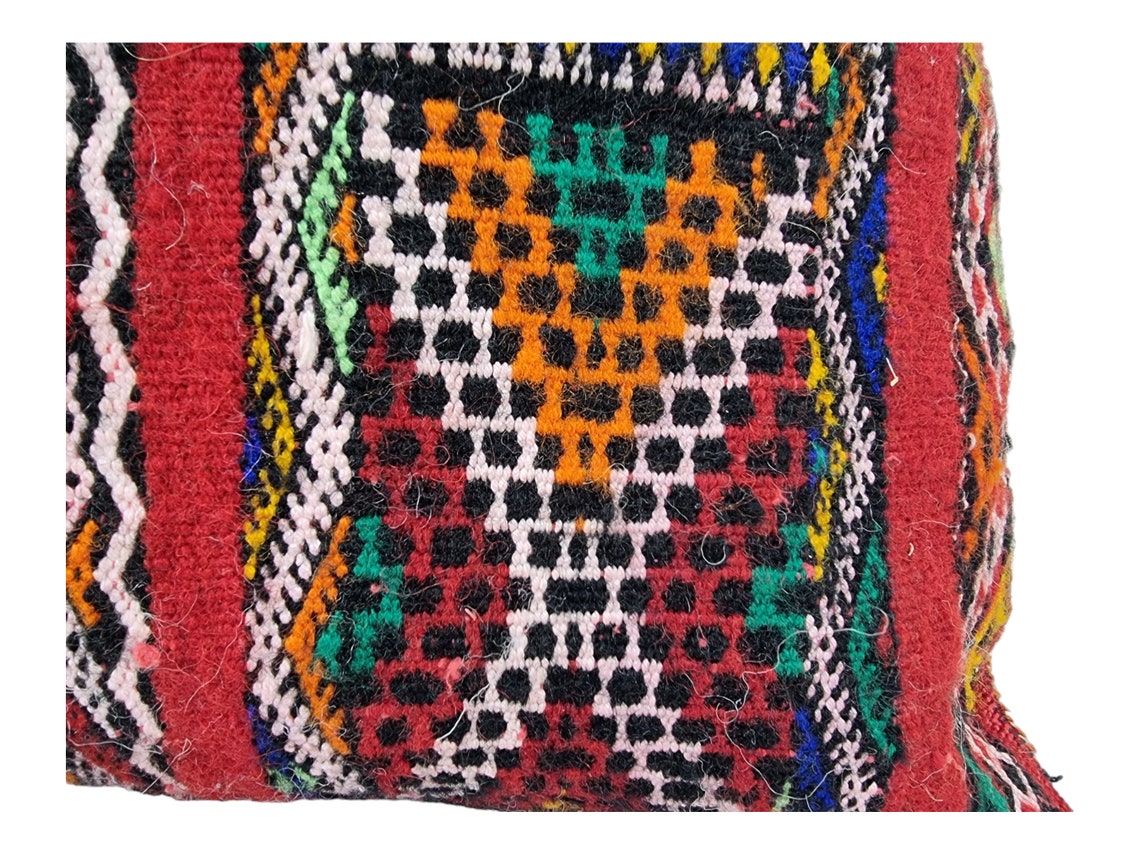 Stunning Vintage Moroccan Lumbar Pillow - Handmade Berber Cushion - Double Sided Berber Lumbar Case - Authentic Bohemian Pillow. 14x35 Inch MoroccanBazzArts