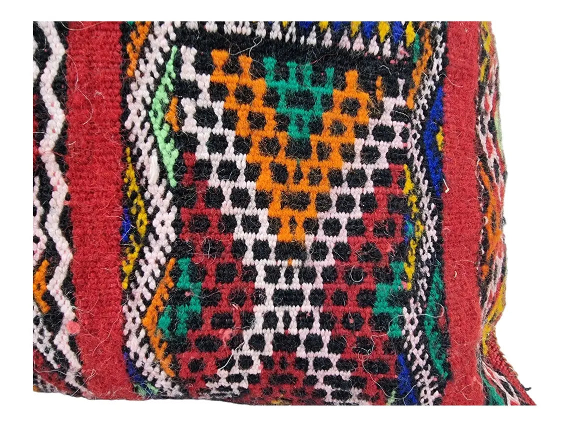 Stunning Vintage Moroccan Lumbar Pillow - Handmade Berber Cushion - Double Sided Berber Lumbar Case - Authentic Bohemian Pillow. 14x35 Inch MoroccanBazzArts