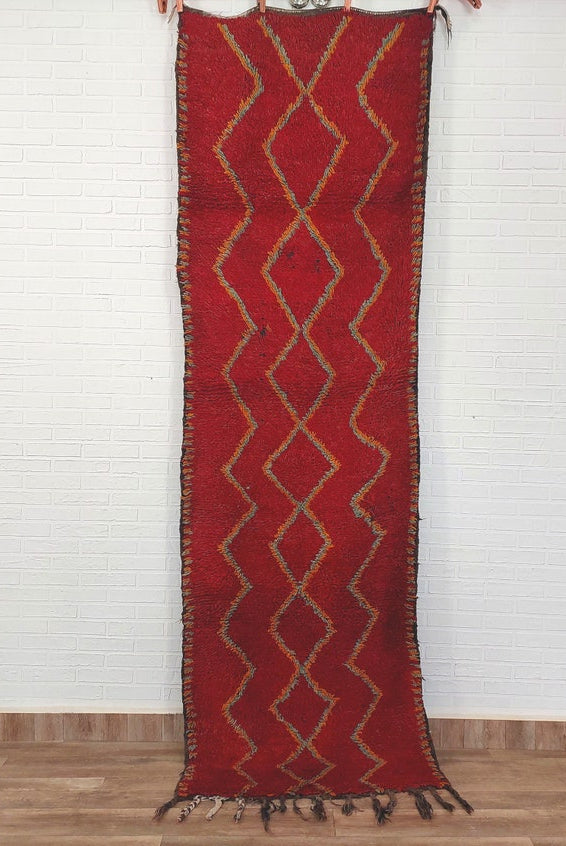 Small Moroccan Rug Runner - Vintage Azilal Rug - Handknotted Runner Rug- Handmade Rug - Hallway Rug 2.7x8.9ft MoroccanBazzArts
