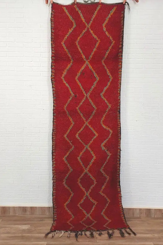 Small Moroccan Rug Runner - Vintage Azilal Rug - Handknotted Runner Rug- Handmade Rug - Hallway Rug 2.7x8.9ft MoroccanBazzArts