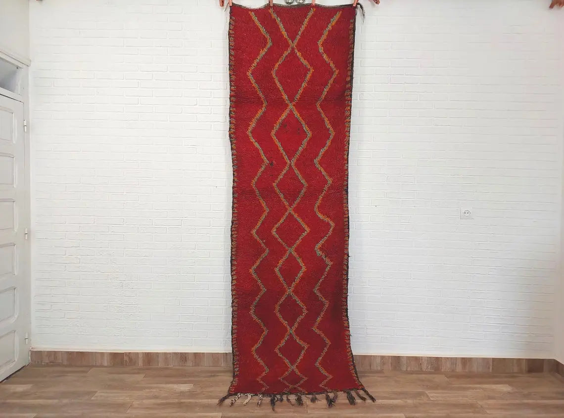 Small Moroccan Rug Runner - Vintage Azilal Rug - Handknotted Runner Rug- Handmade Rug - Hallway Rug 2.7x8.9ft MoroccanBazzArts