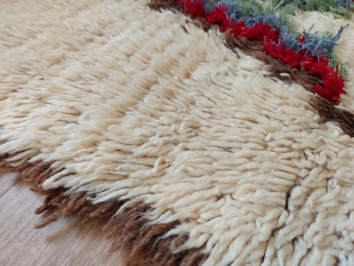 Small Moroccan Rug - Vintage Beni Ourain Rug - Handwoven Berber Rug - Old Rug - Handknotted Small Area Rug. 126cmx180cm MoroccanBazzArts