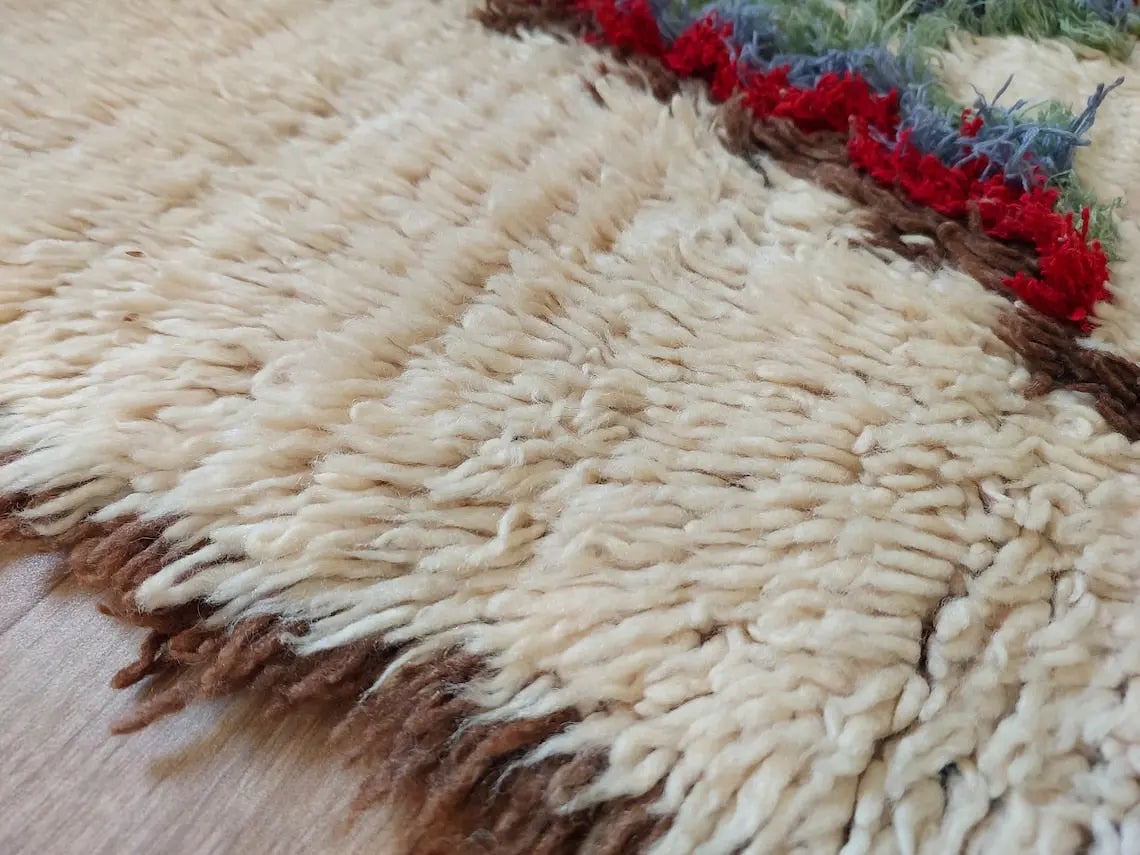 Small Moroccan Rug - Vintage Beni Ourain Rug - Handwoven Berber Rug - Old Rug - Handknotted Small Area Rug. 126cmx180cm MoroccanBazzArts