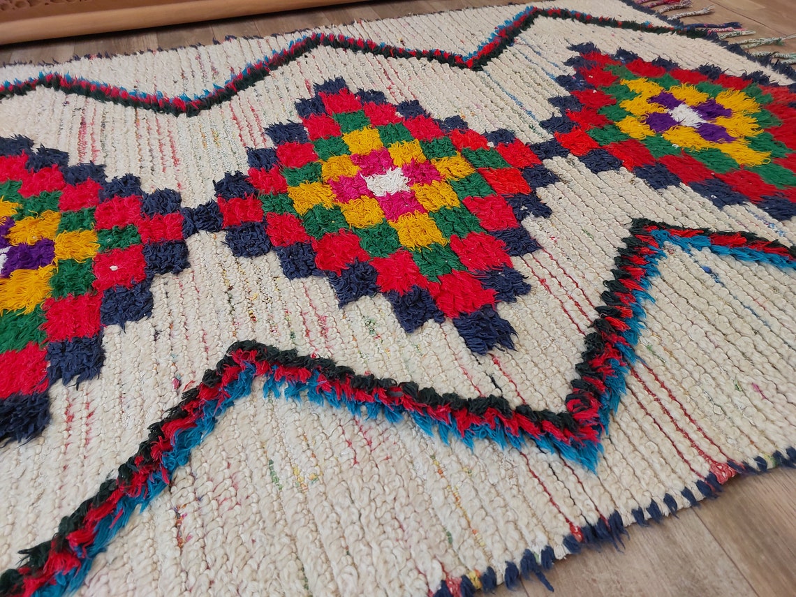 Vintage Small Moroccan Rug - Authentic Beni Ourain Small Rug - Handmade Berber Rug, Unique Design MoroccanBazzArts