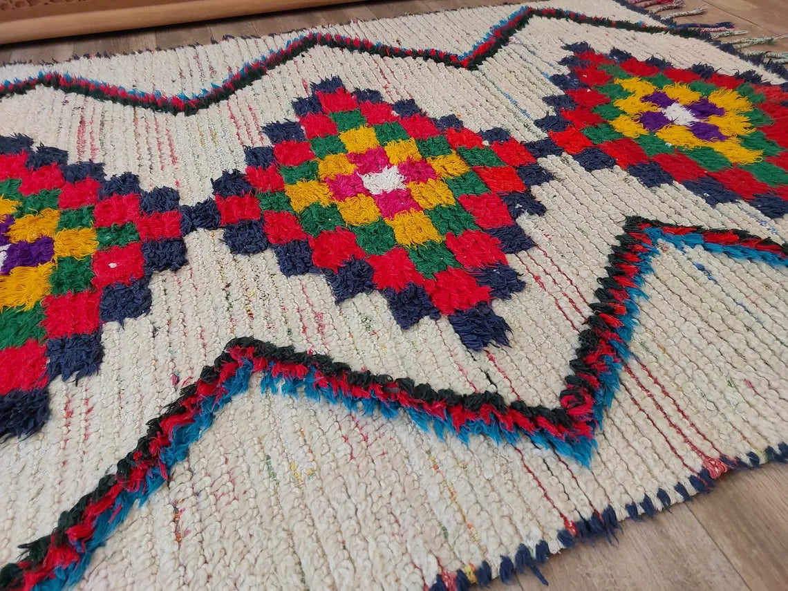 Vintage Small Moroccan Rug - Authentic Beni Ourain Small Rug - Handmade Berber Rug, Unique Design MoroccanBazzArts