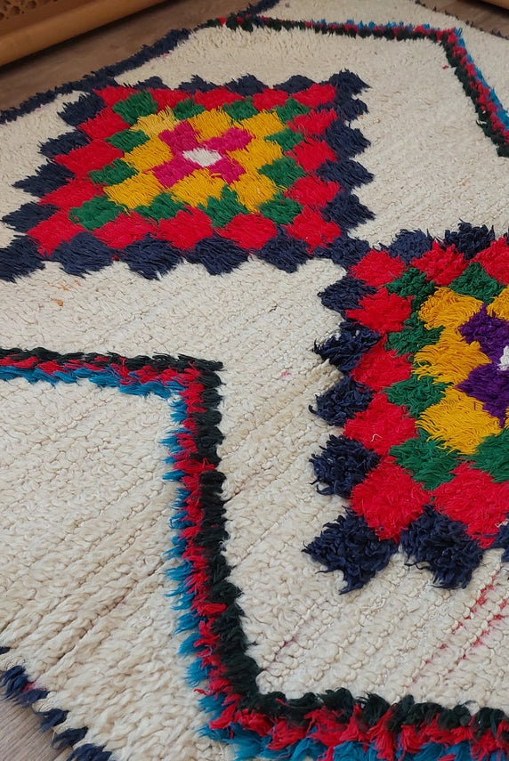 Vintage Small Moroccan Rug - Authentic Beni Ourain Small Rug - Handmade Berber Rug, Unique Design MoroccanBazzArts