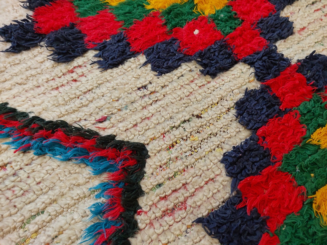 Vintage Small Moroccan Rug - Authentic Beni Ourain Small Rug - Handmade Berber Rug, Unique Design MoroccanBazzArts
