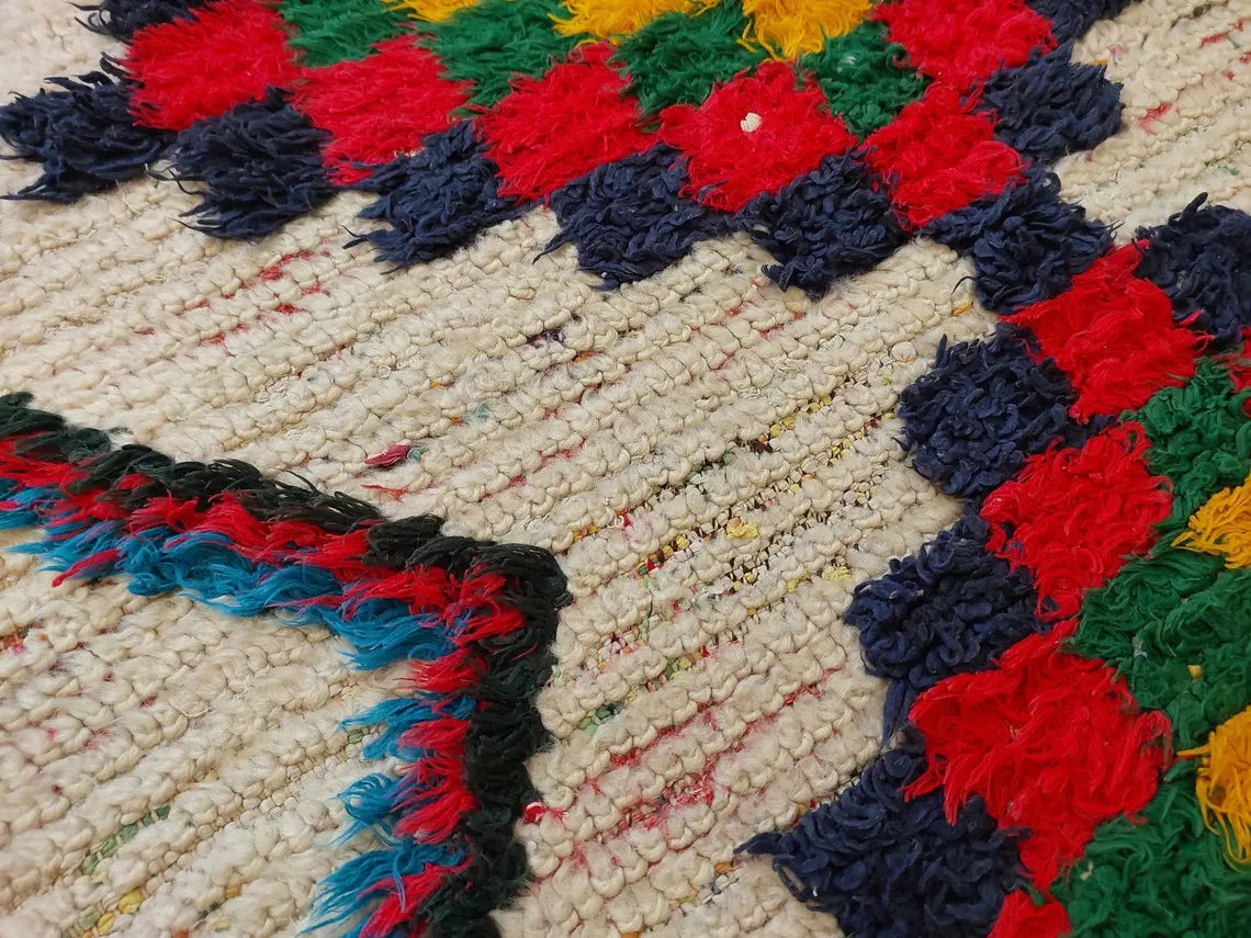 Vintage Small Moroccan Rug - Authentic Beni Ourain Small Rug - Handmade Berber Rug, Unique Design MoroccanBazzArts