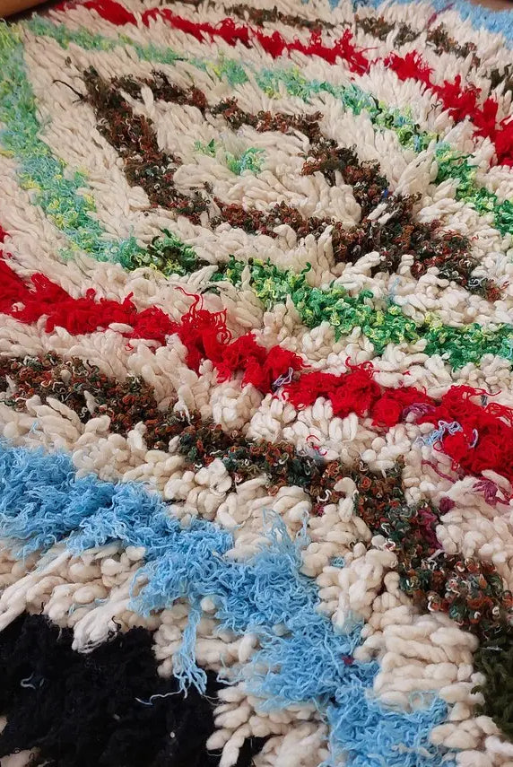 Small Moroccan Rug - Vintage Azilal Rug - Hand Woven Bedside Rug - Boucherouite Rug - Handmade Berber Rug, 100 X182cm MoroccanBazzArts