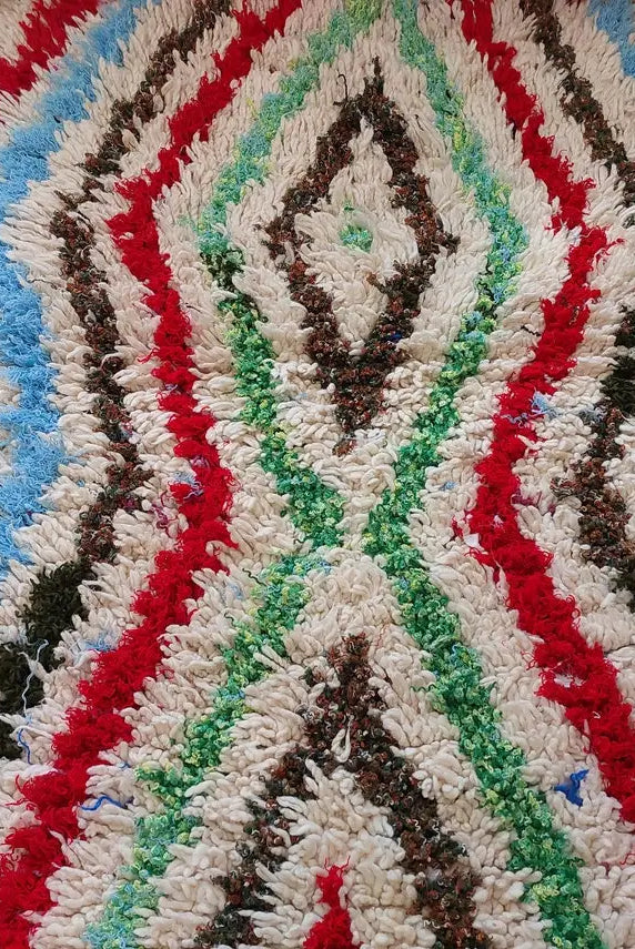 Small Moroccan Rug - Vintage Azilal Rug - Hand Woven Bedside Rug - Boucherouite Rug - Handmade Berber Rug, 100 X182cm MoroccanBazzArts
