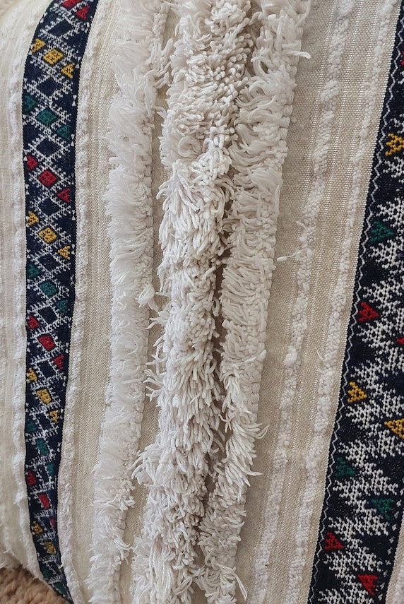 Vintage Moroccan Berber Wedding Blanket - Authentic Handira Throw Without Sequins - Unique Home Decor MoroccanBazzArts