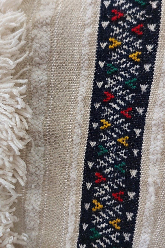 Vintage Moroccan Berber Wedding Blanket - Authentic Handira Throw Without Sequins - Unique Home Decor MoroccanBazzArts
