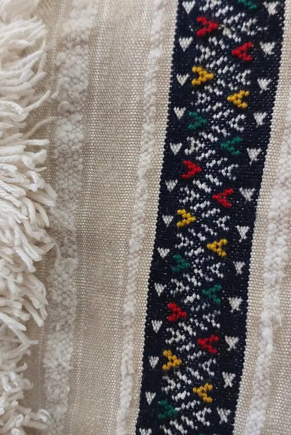 Vintage Moroccan Berber Wedding Blanket - Authentic Handira Throw Without Sequins - Unique Home Decor MoroccanBazzArts