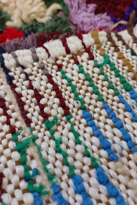 Moroccan Boucherouite Rug, 90 X 197cm, Authentic Berber Runner, Handmade Colorful Small Rug, Recycled Textile Rug MoroccanBazzArts