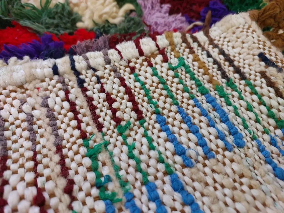 Moroccan Boucherouite Rug, 90 X 197cm, Authentic Berber Runner, Handmade Colorful Small Rug, Recycled Textile Rug MoroccanBazzArts