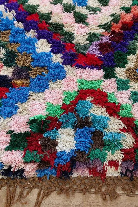 Moroccan Boucherouite Rug, 90 X 197cm, Authentic Berber Runner, Handmade Colorful Small Rug, Recycled Textile Rug MoroccanBazzArts