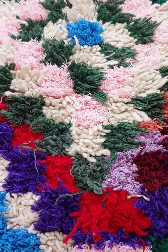 Moroccan Boucherouite Rug, 90 X 197cm, Authentic Berber Runner, Handmade Colorful Small Rug, Recycled Textile Rug MoroccanBazzArts