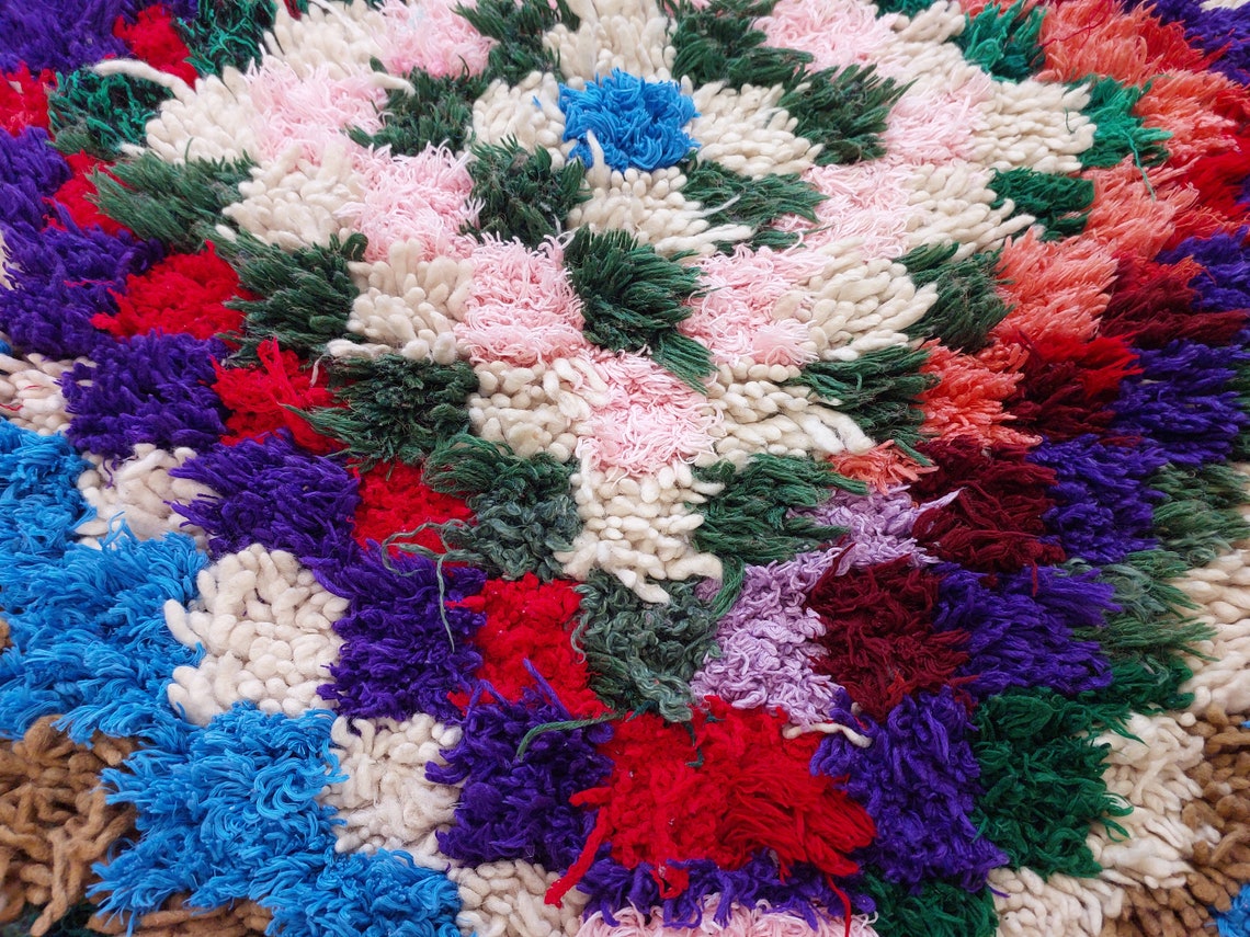 Moroccan Boucherouite Rug, 90 X 197cm, Authentic Berber Runner, Handmade Colorful Small Rug, Recycled Textile Rug MoroccanBazzArts