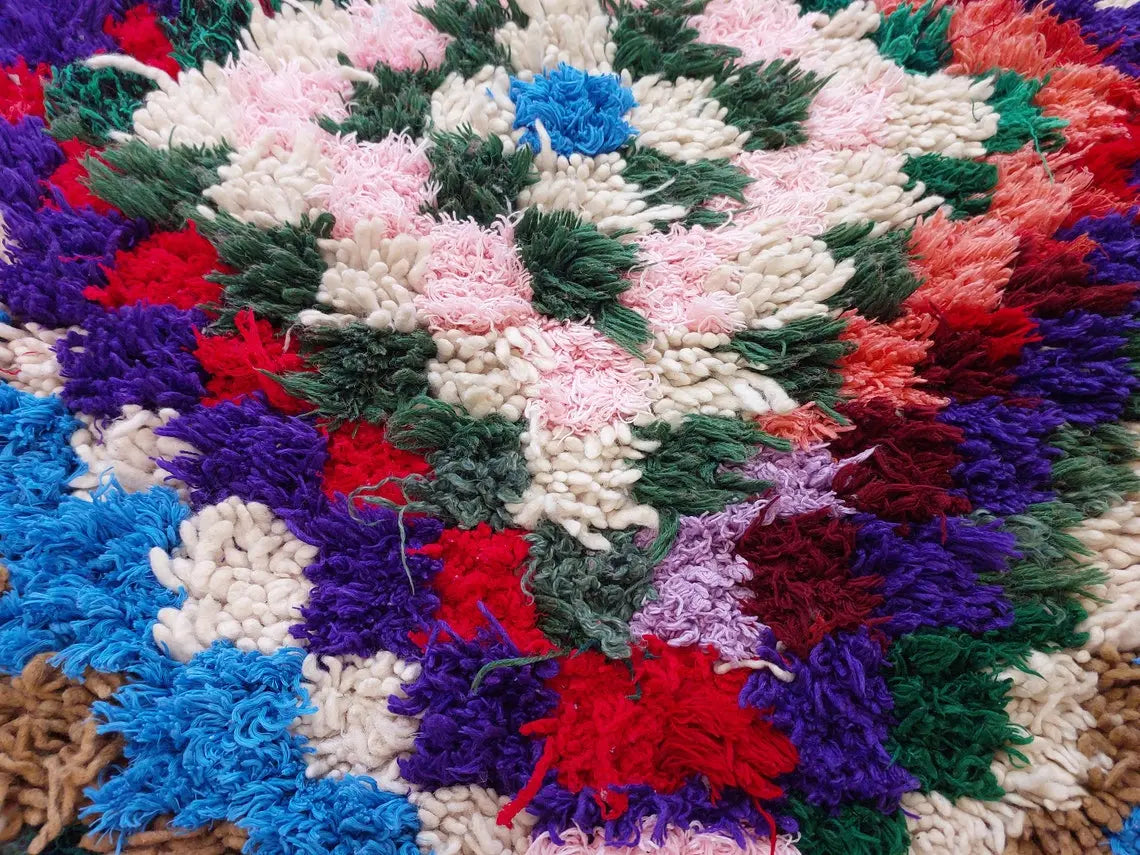 Moroccan Boucherouite Rug, 90 X 197cm, Authentic Berber Runner, Handmade Colorful Small Rug, Recycled Textile Rug MoroccanBazzArts
