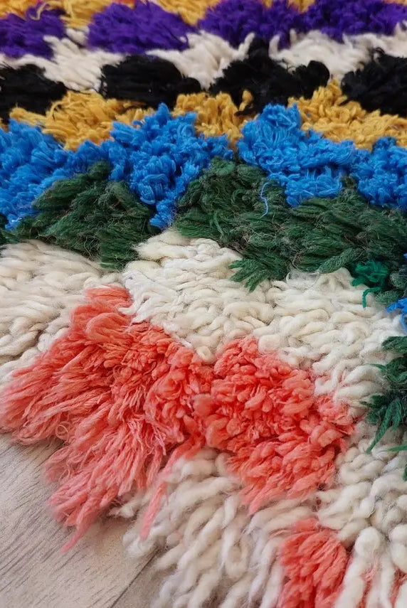 Moroccan Boucherouite Rug, 90 X 197cm, Authentic Berber Runner, Handmade Colorful Small Rug, Recycled Textile Rug MoroccanBazzArts