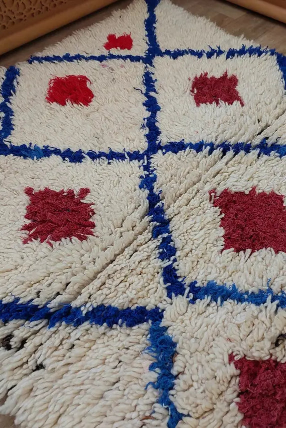 Small Moroccan Rug - Vintage Beni Ourain Rug - Handknotted Berber Rug - Boucherouite Rug - Used Rug 3.1x6.2ft MoroccanBazzArts