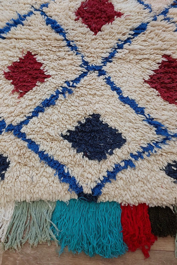 Small Moroccan Rug - Vintage Beni Ourain Rug - Handknotted Berber Rug - Boucherouite Rug - Used Rug 3.1x6.2ft MoroccanBazzArts