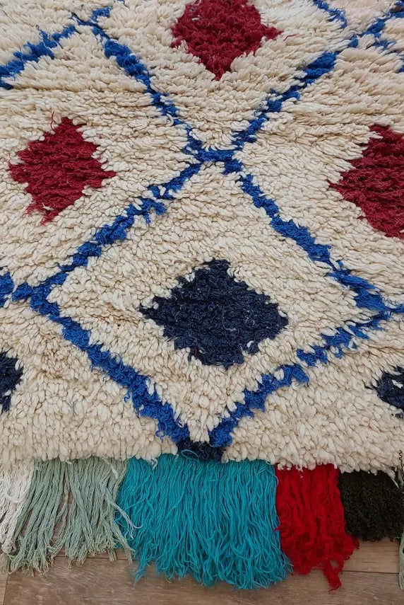 Small Moroccan Rug - Vintage Beni Ourain Rug - Handknotted Berber Rug - Boucherouite Rug - Used Rug 3.1x6.2ft MoroccanBazzArts
