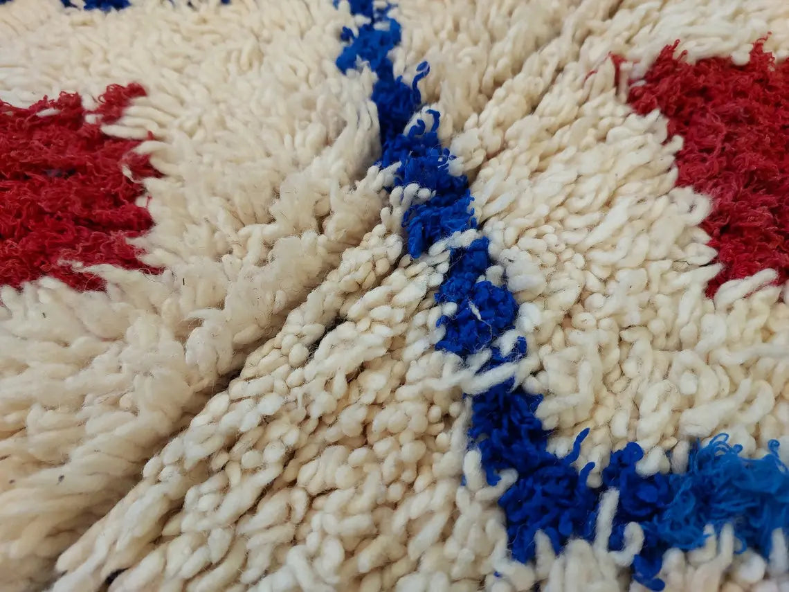 Small Moroccan Rug - Vintage Beni Ourain Rug - Handknotted Berber Rug - Boucherouite Rug - Used Rug 3.1x6.2ft MoroccanBazzArts