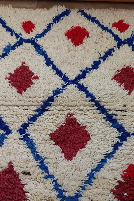 Small Moroccan Rug - Vintage Beni Ourain Rug - Handknotted Berber Rug - Boucherouite Rug - Used Rug 3.1x6.2ft MoroccanBazzArts