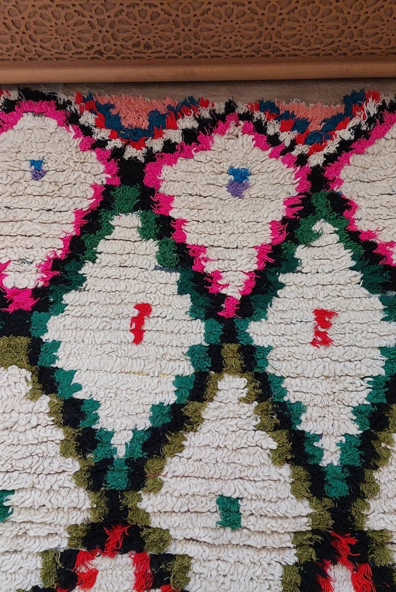 Vintage Moroccan Azilal Runner: Authentic Handmade Colorful Berber Rug From Recycled Fabrics MoroccanBazzArts