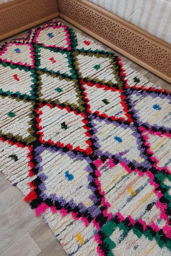 Vintage Moroccan Azilal Runner: Authentic Handmade Colorful Berber Rug From Recycled Fabrics MoroccanBazzArts