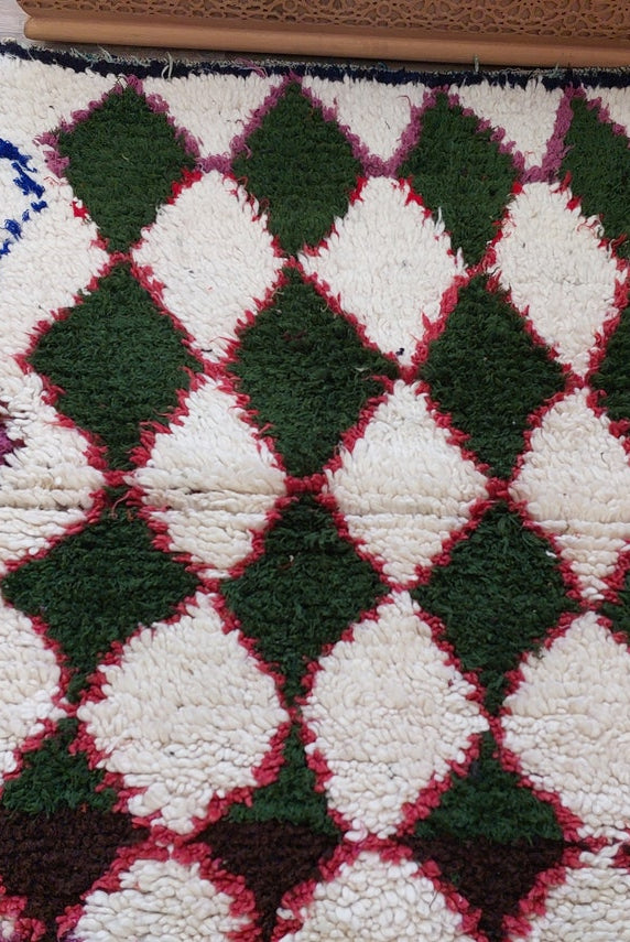 Vintage Moroccan Beni Ouarain Runner: Fluffy Handknotted Berber Wool Rug For Entryway MoroccanBazzArts