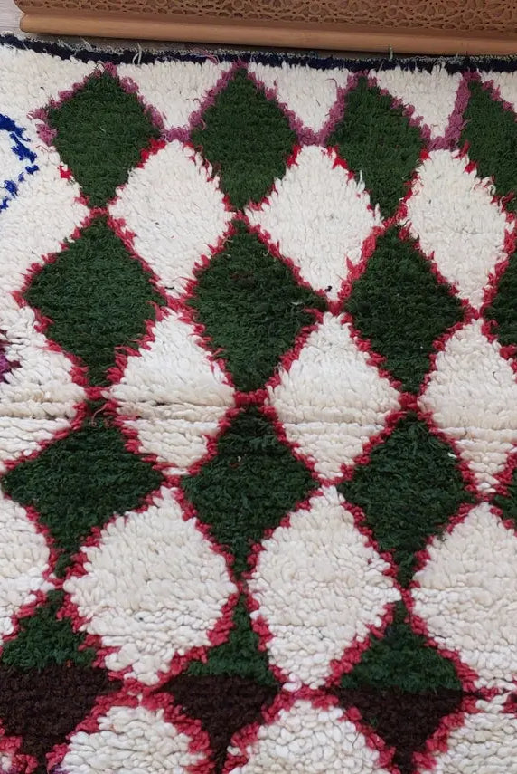 Vintage Moroccan Beni Ouarain Runner: Fluffy Handknotted Berber Wool Rug For Entryway MoroccanBazzArts
