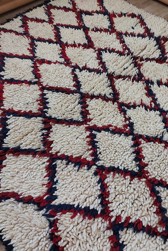 Vintage Small Moroccan Rug, Handmade Beni Ourain Rug, Small Berber Carpet, Authentic Small Rug 3.6x6.7 Ft MoroccanBazzArts