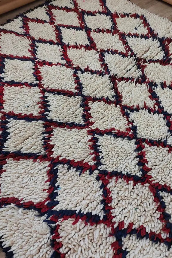 Vintage Small Moroccan Rug, Handmade Beni Ourain Rug, Small Berber Carpet, Authentic Small Rug 3.6x6.7 Ft MoroccanBazzArts