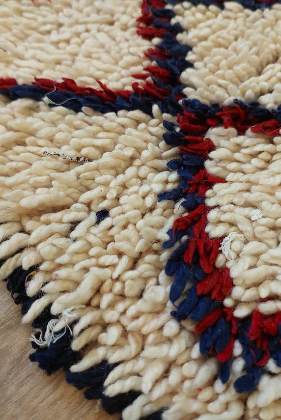 Vintage Small Moroccan Rug, Handmade Beni Ourain Rug, Small Berber Carpet, Authentic Small Rug 3.6x6.7 Ft MoroccanBazzArts
