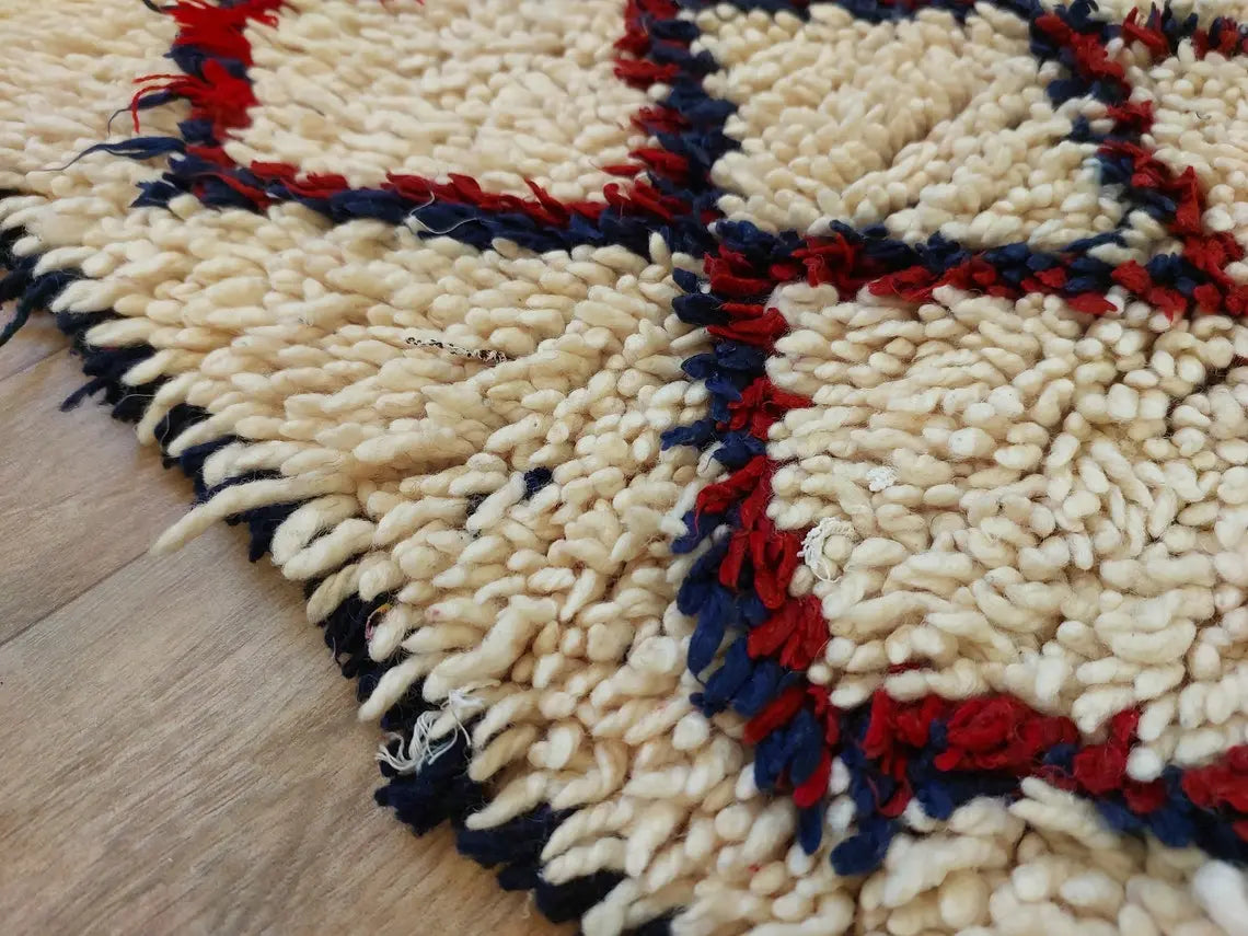 Vintage Small Moroccan Rug, Handmade Beni Ourain Rug, Small Berber Carpet, Authentic Small Rug 3.6x6.7 Ft MoroccanBazzArts