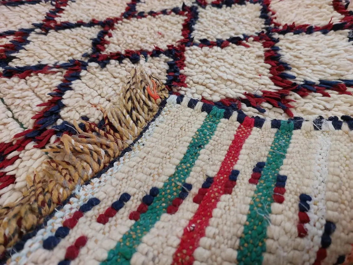 Vintage Small Moroccan Rug, Handmade Beni Ourain Rug, Small Berber Carpet, Authentic Small Rug 3.6x6.7 Ft MoroccanBazzArts