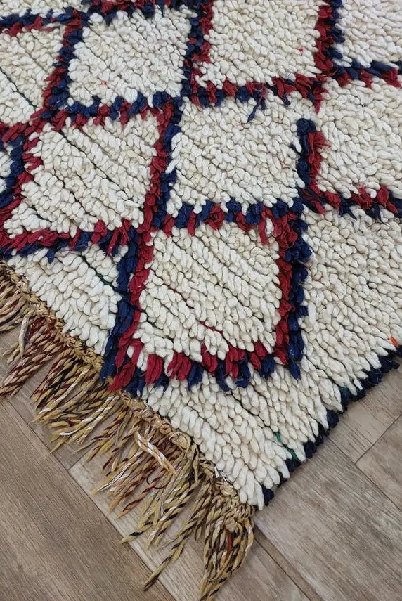 Vintage Small Moroccan Rug, Handmade Beni Ourain Rug, Small Berber Carpet, Authentic Small Rug 3.6x6.7 Ft MoroccanBazzArts