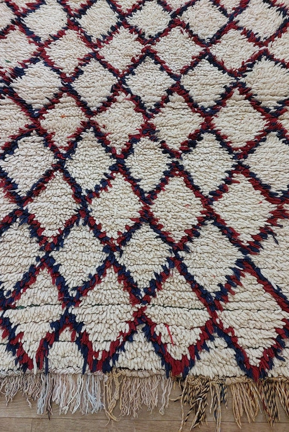 Vintage Small Moroccan Rug, Handmade Beni Ourain Rug, Small Berber Carpet, Authentic Small Rug 3.6x6.7 Ft MoroccanBazzArts